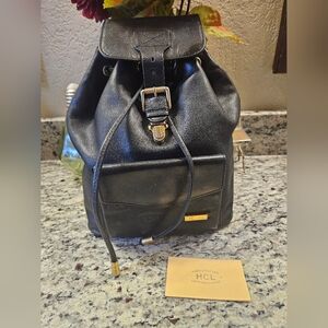 HCL Black Leather Backpack